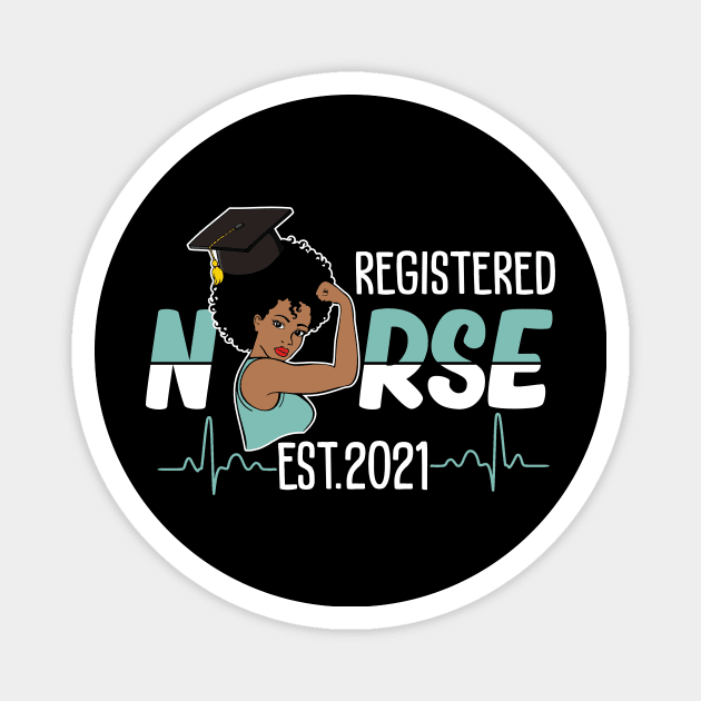 Registered Nurse Est 2021 Black Nurse Student RN Graduation Magnet by webster